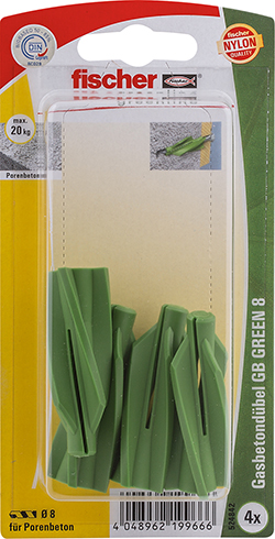FISCHER Gasbetondübel GB 8 GREEN K (4 Stück)