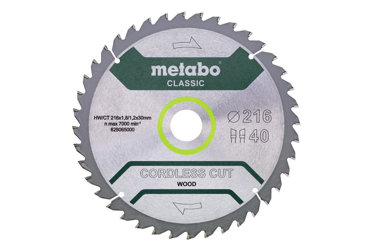 Metabo Sägeblatt "cordless cut wood - classic"216x1,8/1,2x30 Z28 WZ 5° /B