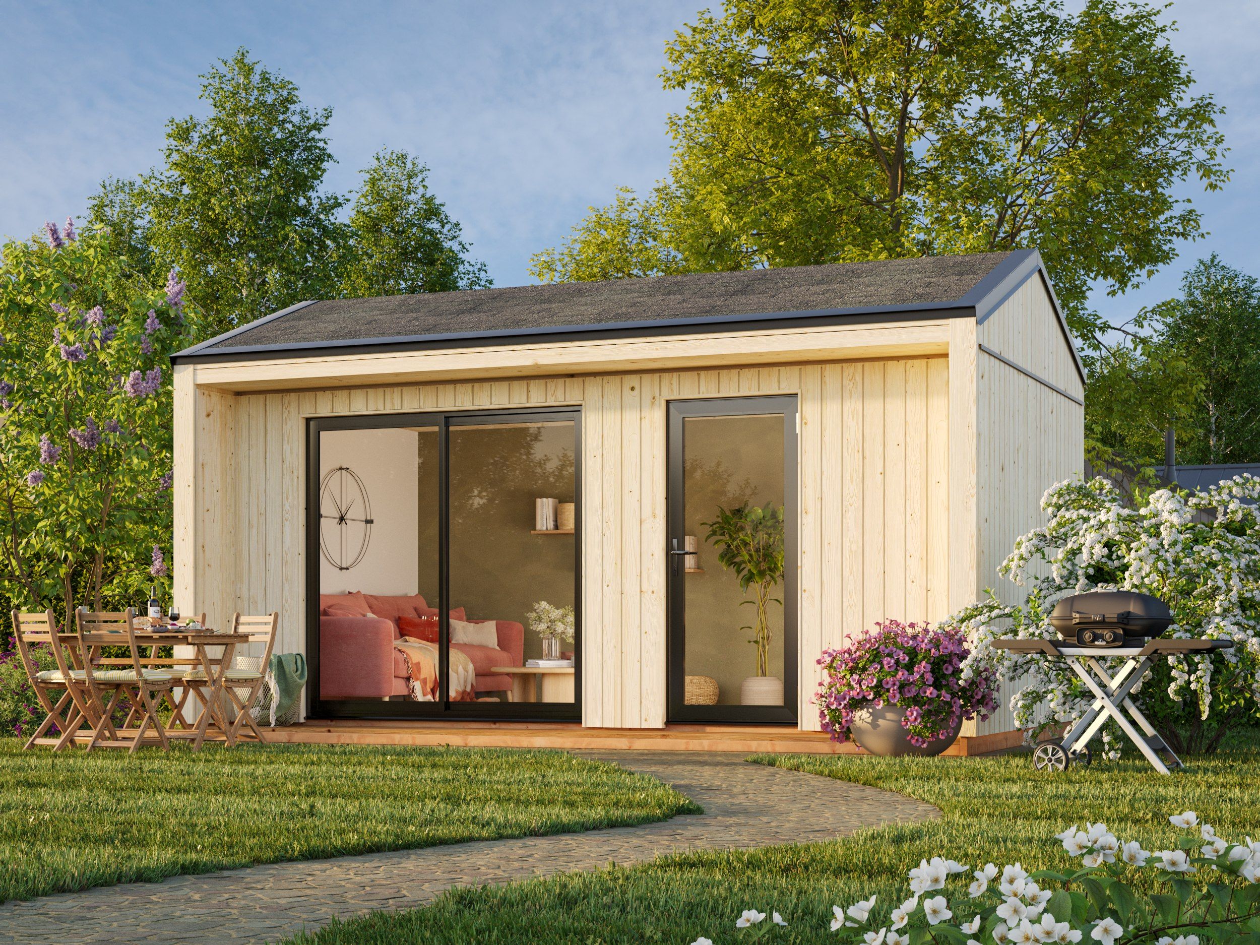 Palmako Gartenhaus Rebekka 13,6 m² - 160 mm (Tiny Haus)