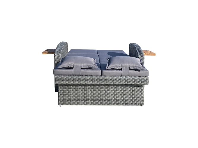 Garden Pleasure Funktionssofa BARI, Polyrattan Dunkelgrau / Kissen 100 % Polyester Dunkelgrau