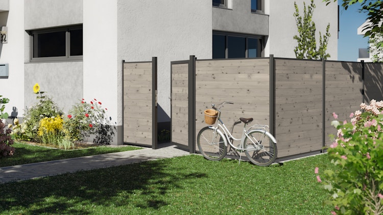 TraumGarten SYSTEM Holz Thermo Massiv Zaun-Anschluss-Set 91 x 184 auf 94