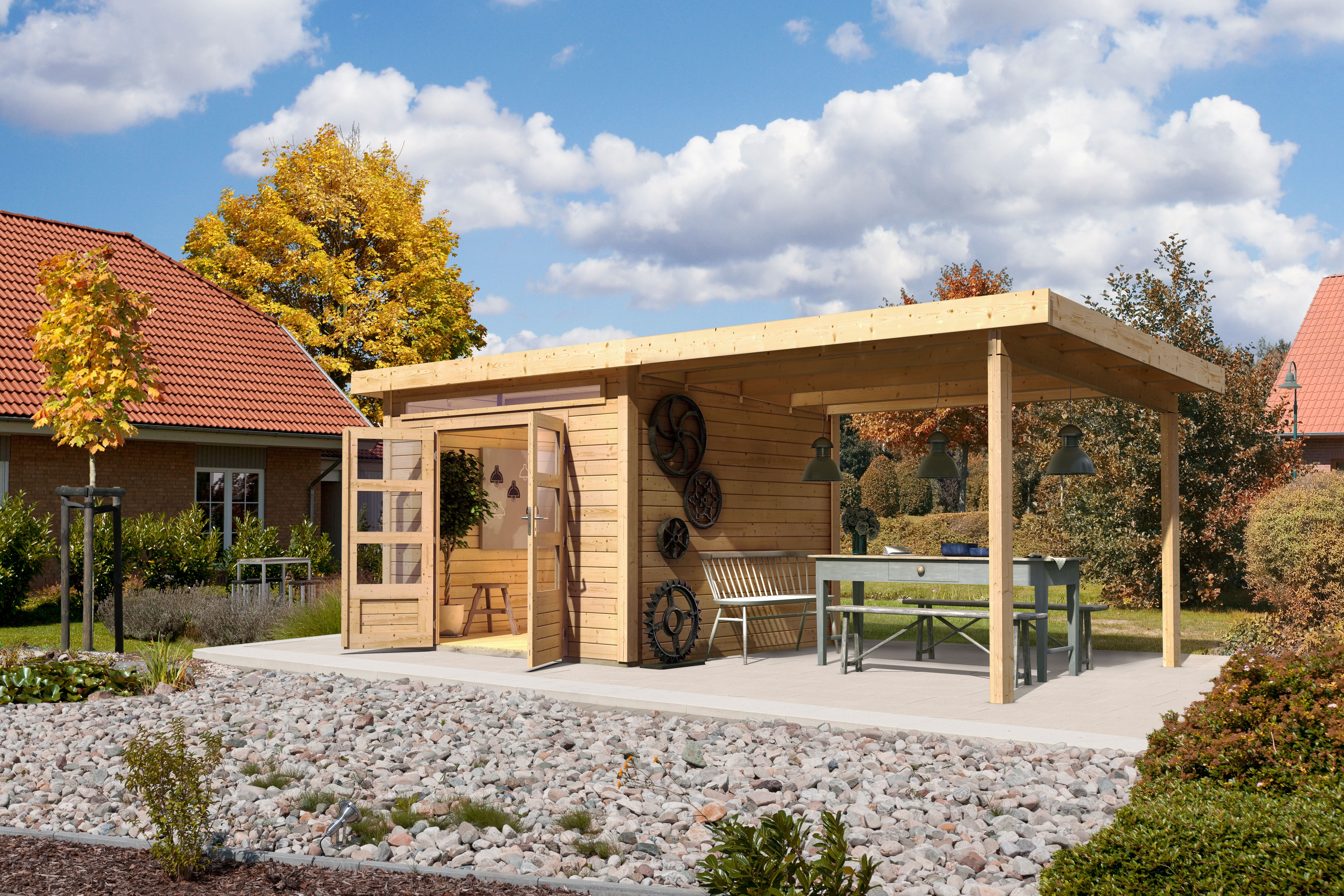Karibu Woodfeeling Gartenhaus Kandern 6/7 mit 300 cm Schleppdach