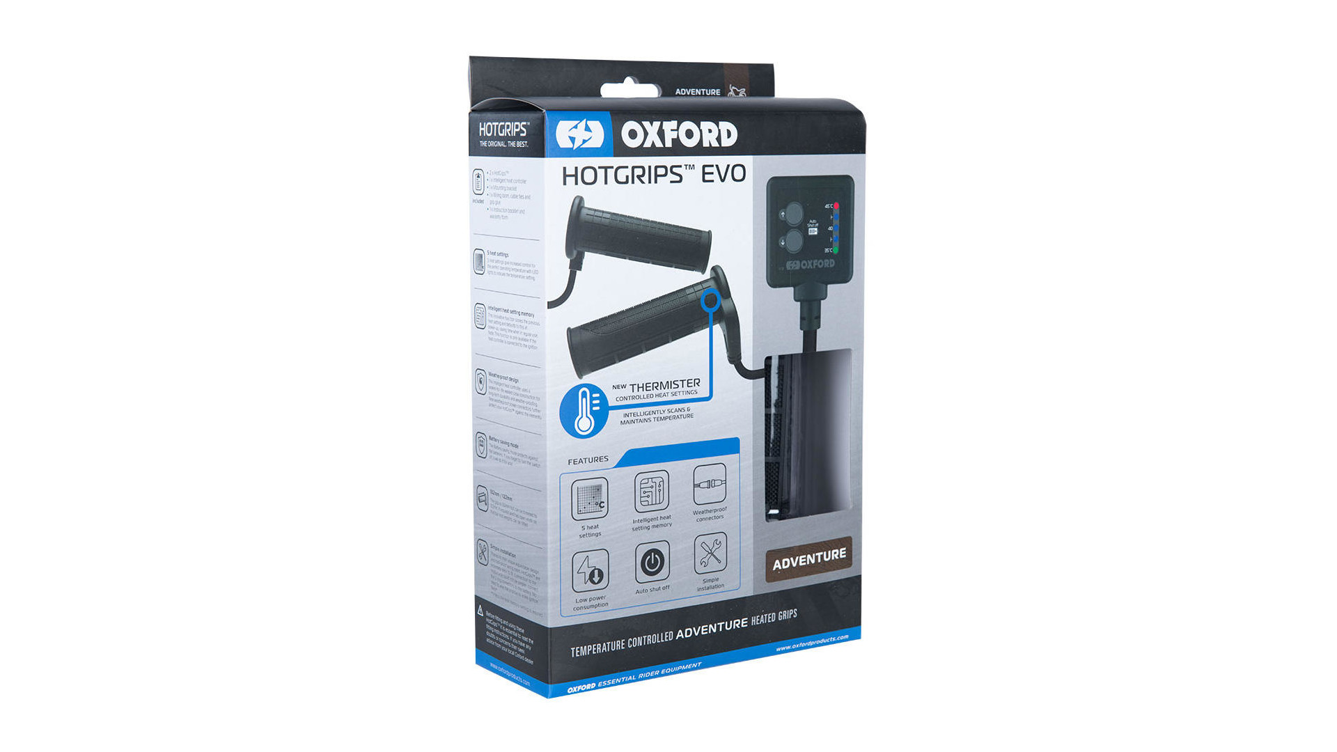 Oxford Heizgriffe Adventure, Grifflänge 132 / 122 mm, Heizgriffe "Hotgrips®Evo" 12 V