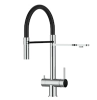 Kurzversion 45CM - 3 Wege Wasserhahn Küchenarmatur, Edelstahl Massiv mit 360° schwenkbarem Auslauf, abnehmbare 2 strahl Handbrause, Hochglanz / Schwarz