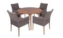Vorschaubild Garden Pleasure Gartenmöbel Set FREMONT / NORVELL, Tisch Ø 110 + 4 Sessel, Akazie / Polyrattan Pfefferbraun / Kissen 100 % Polyester Taupe