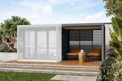 Karibu Anbaudach inkl. Lamellenwänden für Gartensaunen Ares 1/2/3