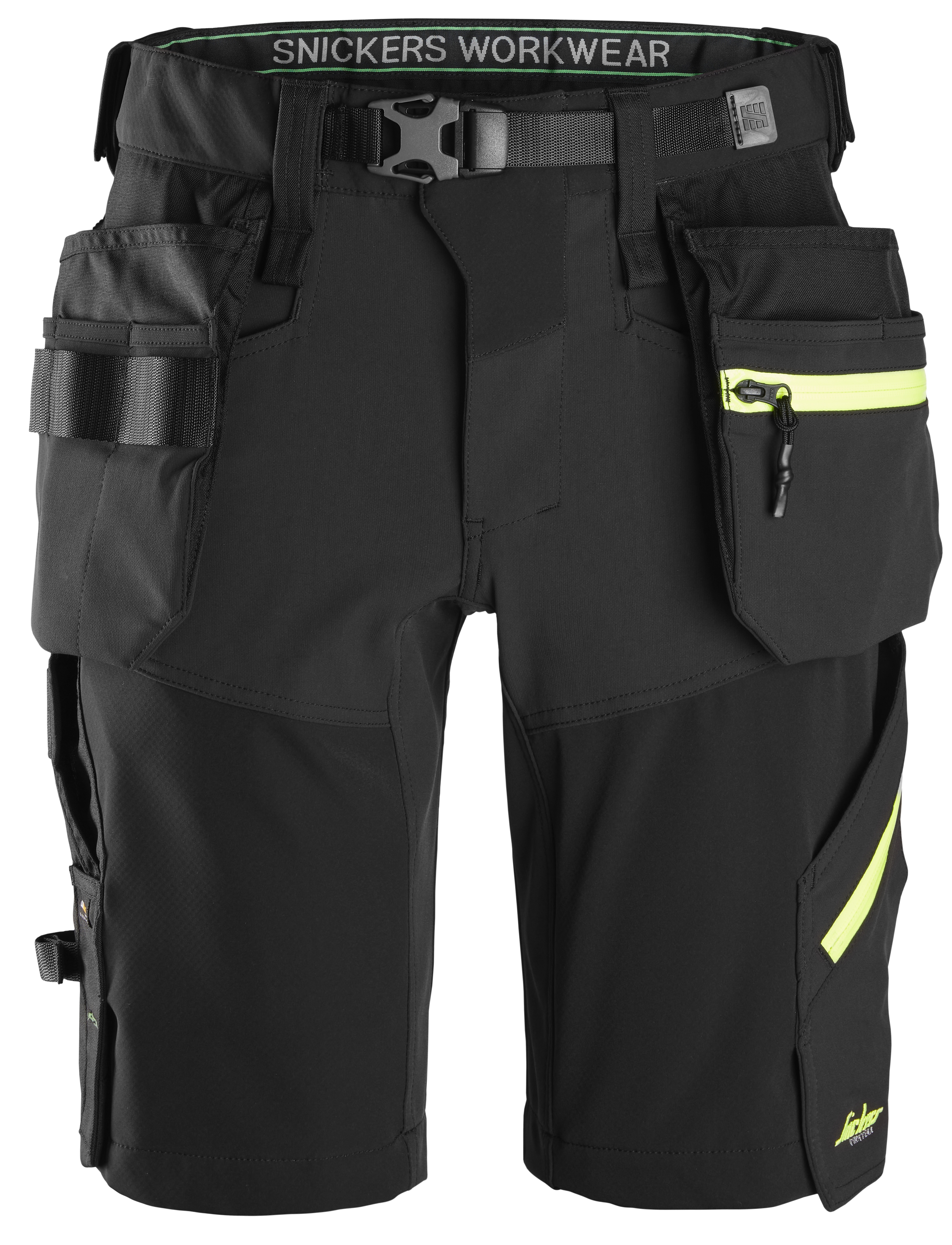 Snickers FlexiWork, Softshell-Stretchshorts+ mit Holstertaschen 52 stahlblau-anthrazit melange