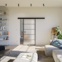 Vorschaubild Flexo aufklebbarer Alusteg für Lofttüren schwarz 2400 x 20 x 3 mm paarweise, inkl. Klebeband