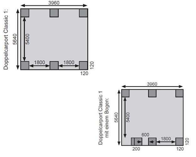 Karibu Carport Doppelcarport Classic Doppel 1 - kesseldruckimprägniert