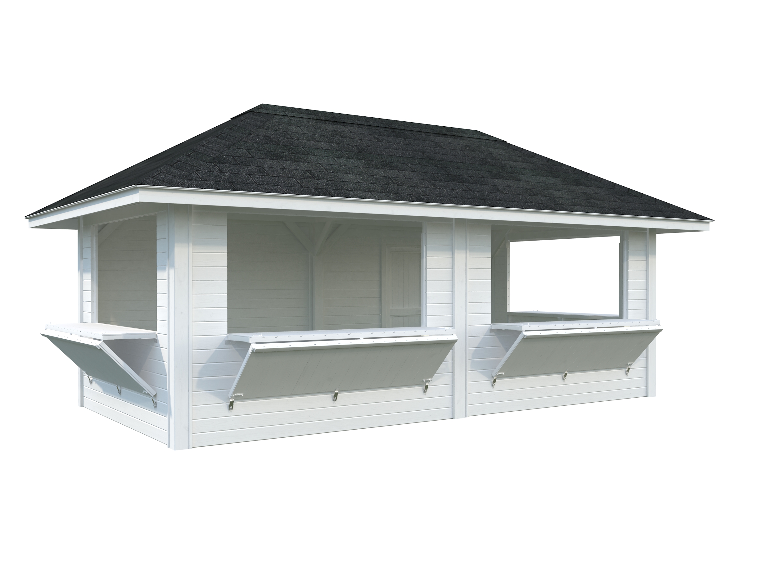 Palmako Kiosk Bianca 16,6 m² Set 112 - 28 mm weiß lackiert