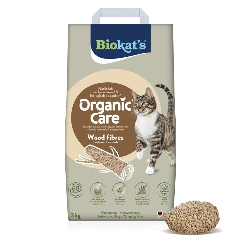 Biokats Organic Care Wood Fibres 3kg Premiumkatzenstreu