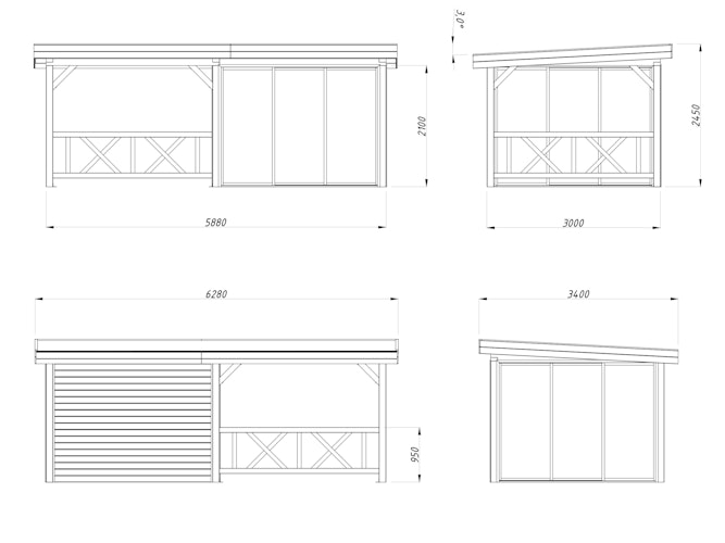 Palmako Gartenhaus Connect Lenna 16,6 m² Set 704 Slide Plus mit Isolierglas-Schiebetüren - 28 mm