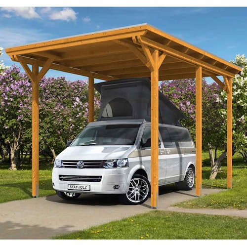 Skan Holz Caravan-Carport Emsland 404x604 cm mit erhöhter Einfahrt