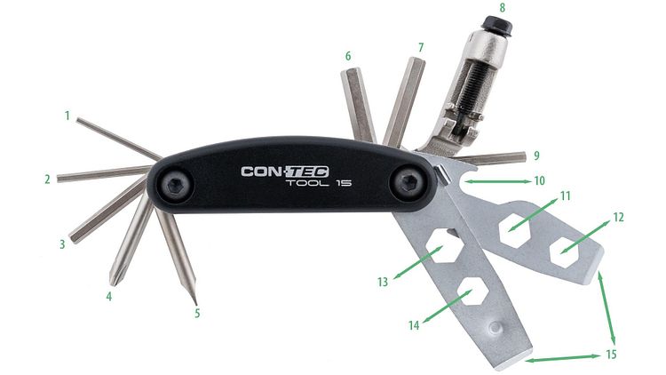 CONTEC Multifunktionswerkzeug Tool 15 schwarz/silber