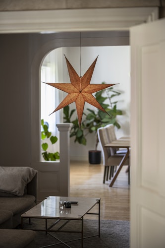 Konstsmide Weihnachtsbeleuchtung Weihnachtsstern Leinenoptik in hanffarben 78 cm