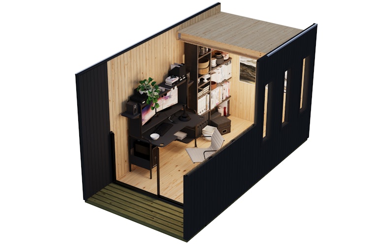 Karibu Design Gartenhaus Home Office Studio 2 Blackline - 73 mm