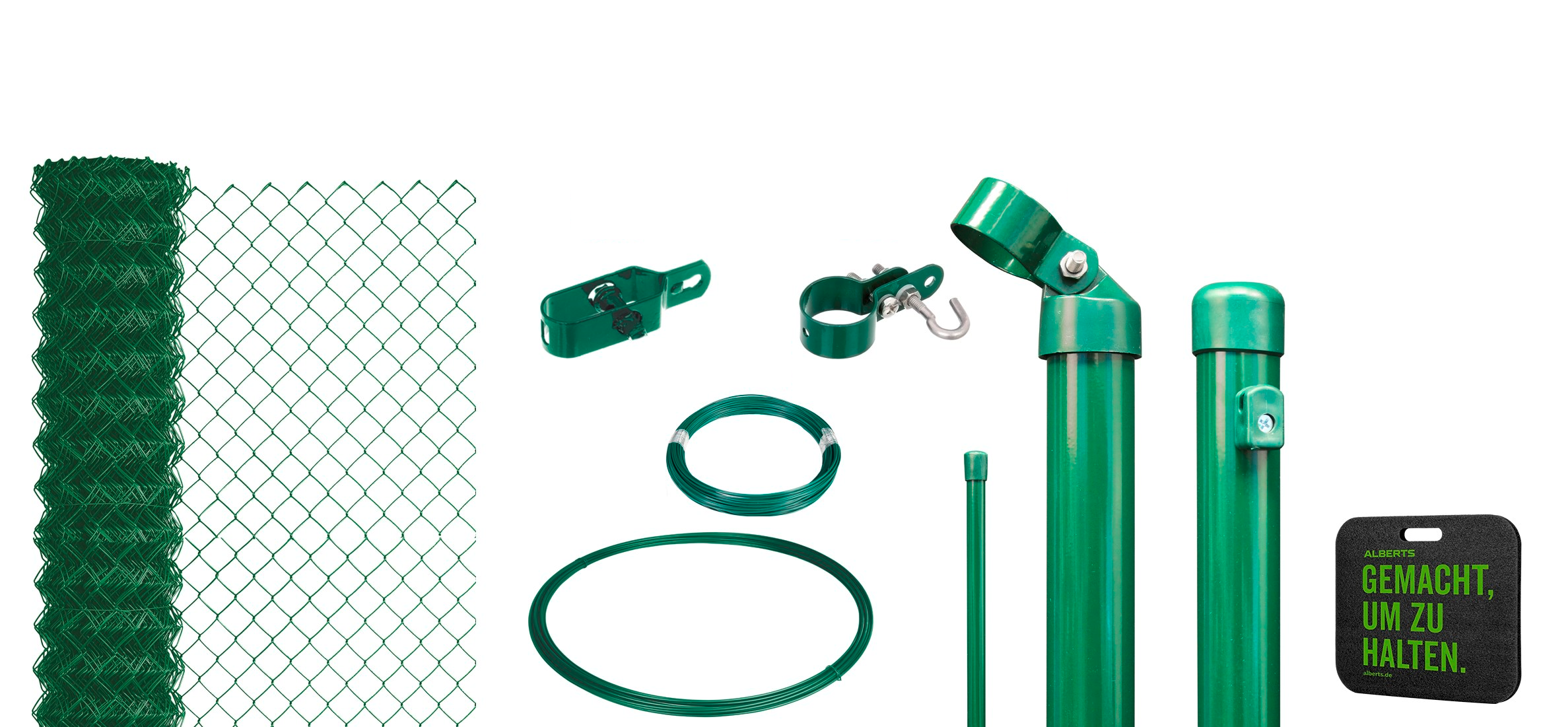 Alberts® Maschendraht Komplettset zum Einbetonieren - inkl. Garten-Kniekissen