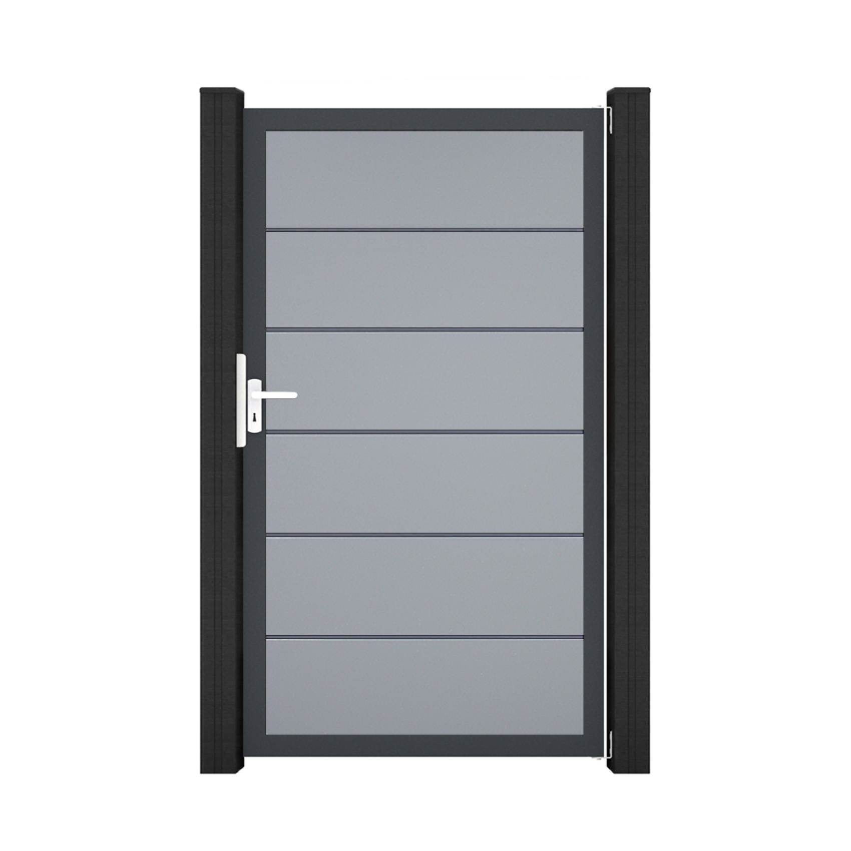 GroJa BasicLine PVC Stecksystem Premium Universal Einzeltor mit Anthrazitrahmen silbergrau