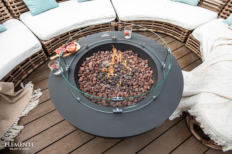 Gardenforma Gas Feuerstelle Lunar in dunkler Betonoptik