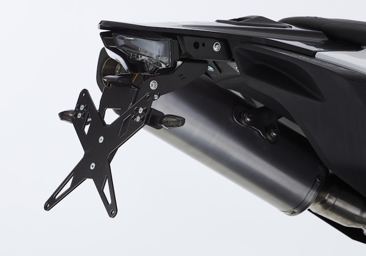 PROTECH X-SHAPE Kennzeichenhalter SET mit Reflektor und Beleuchtung Alu & Stahl Schwarz für KTM 690 Enduro R, 690 SMC R, GASGAS ES700