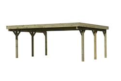Karibu Carport Doppelcarport Classic Doppel 1 Stahldach o. Rundbögen (Holzcarport)