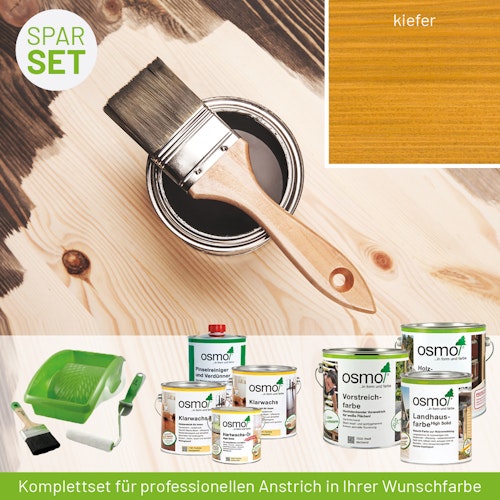 Innen- und Außenanstrich Komplettset für Gartenhäuser bis 5 m² Grundfläche (Lasur)