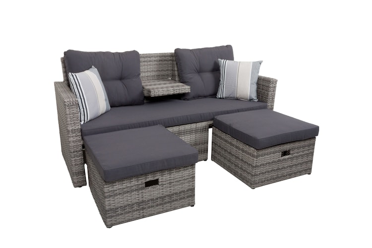 Garden Pleasure Lounge-Sofa VALLETTA, Polyrattan Grau / Kissen Olefin (100 % Polypropylen) Grau