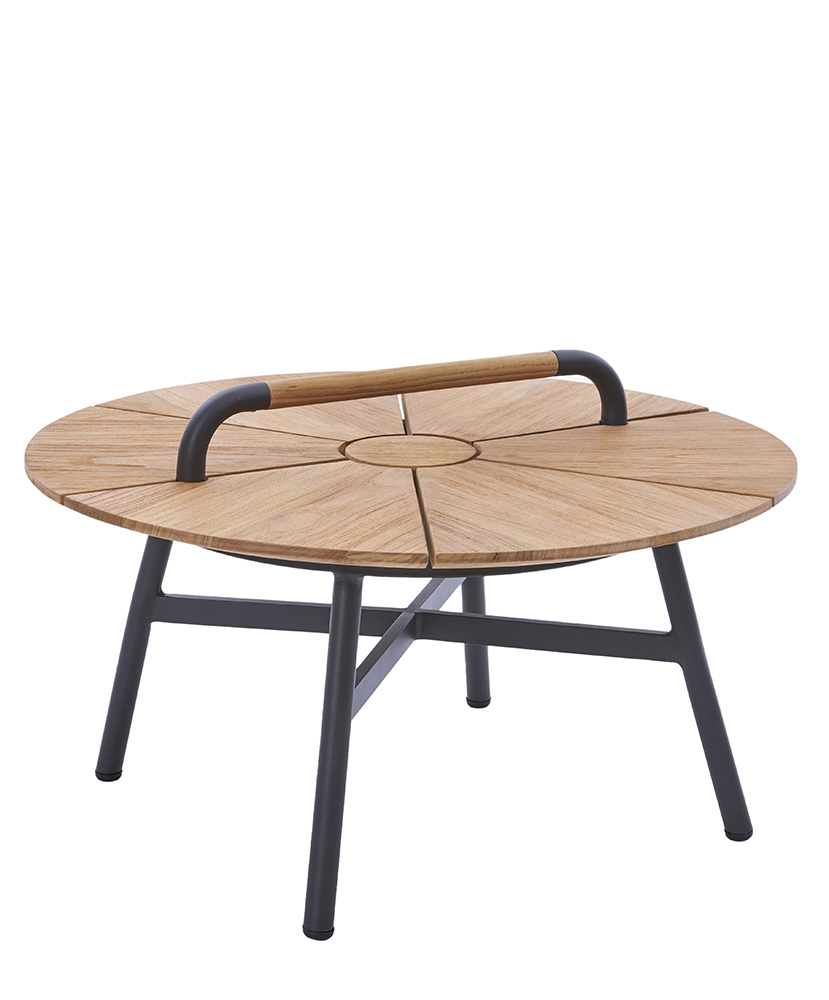 Diamond Garden Beistelltisch NORA Ø 70 cm, Aluminium Dunkelgrau / Recycled Teak