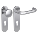 Vorschaubild Griffwerk ALESSIA PROFESSIONAL Schraubtechnik FS Panik -Edelstahl matt  Kurzschild-Garnitur -Schraubt. -Knopf R2 -WR -Stift 9mm -TS 38-50mm