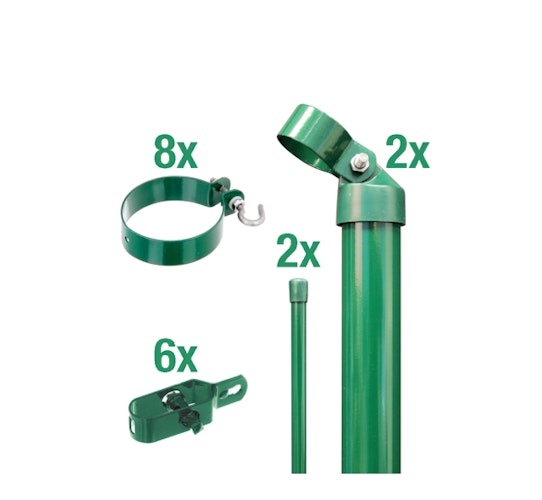 Alberts® Zaunanschl.-Set f. WG, grün kstb.,zE,f.Pfosten ⌀76 mm,f.Höhe 800 mm 601157