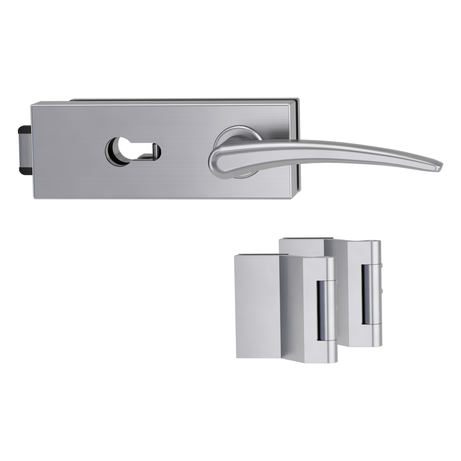 Griffwerk Glastürbeschlag PURISTO S mit Griff MARISA PROF Profilzylinder Flüster 3-tlg. Bänder MARISA Samtgrau