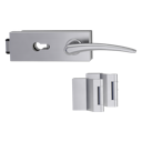 Vorschaubild Griffwerk Glastürbeschlag PURISTO S mit Griff MARISA PROF Profilzylinder Flüster 3-tlg. Bänder MARISA Samtgrau