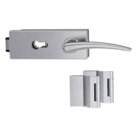 Griffwerk Glastürbeschlag PURISTO S mit Griff MARISA PROF Profilzylinder Flüster 3-tlg. Bänder MARISA Samtgrau