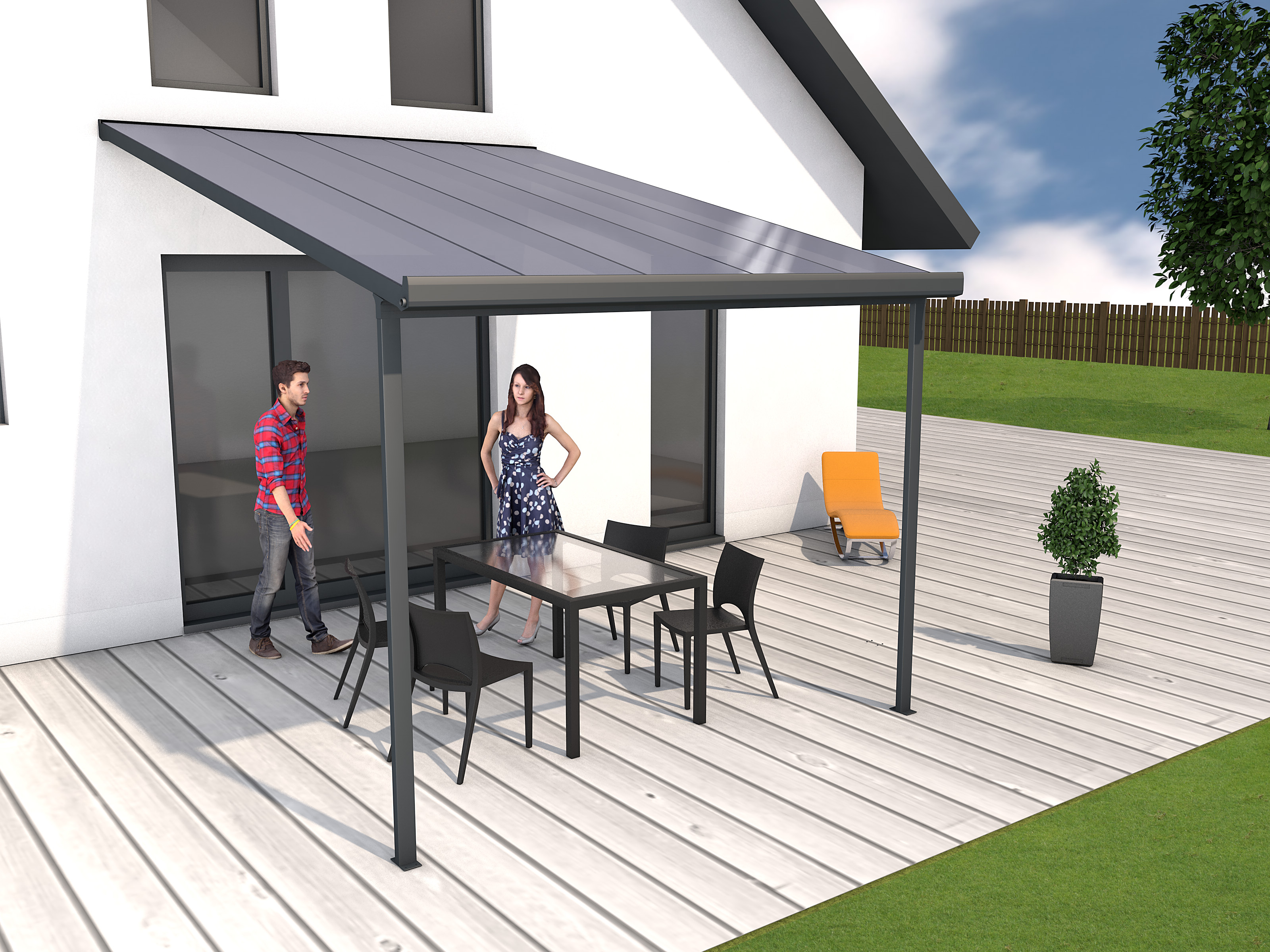 Thumbnail - Gutta Terrassendachsystem 4,06 m Dachtiefe, Typ D anthrazit