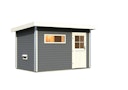 Vorschaubild Karibu Gartensauna Pultdach Saunahaus Skrollan 1 mit Vorraum terragrau inkl. gratis Sauna-Zubehörset im Wert von 234,94 €