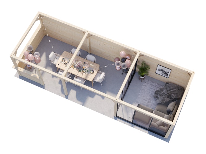 Palmako Pavillon Bianca 24,9 m² Set 515 Slide Plus mit Isolierglas-Schiebetüren