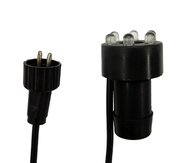 Heissner LED-Lampe  für Steinbrunnen  warmweiß, gelb/weiß, Durchmesser 30 mm, Kabellänge 150cm, 3/4 " Schlauchanschluss (ET20-16910)