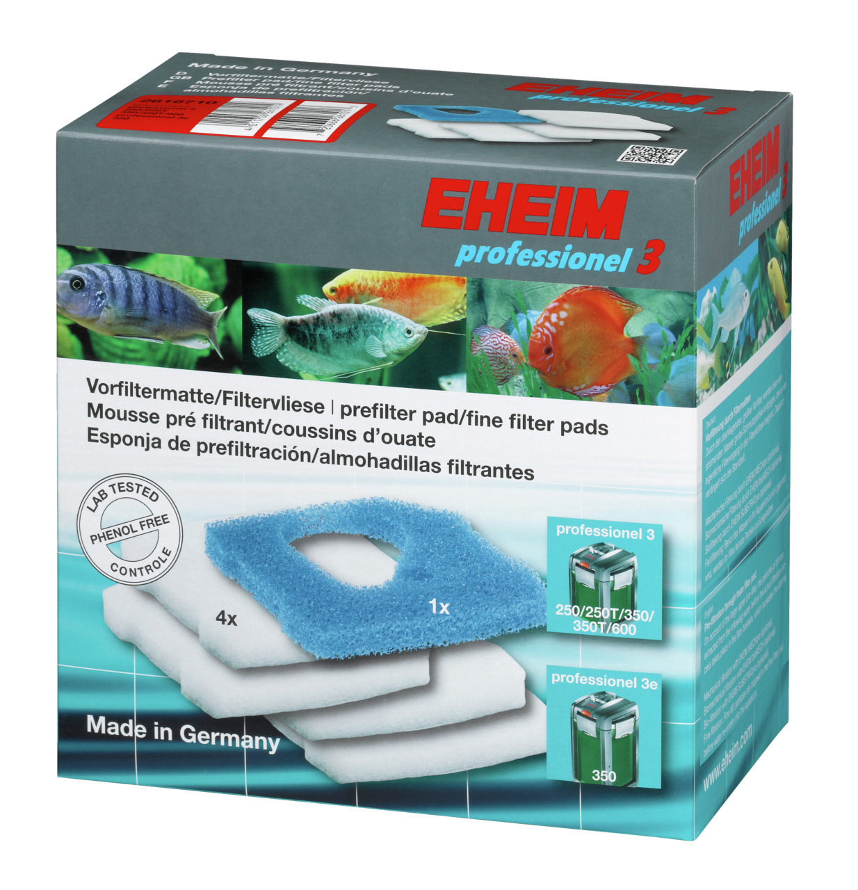 EHEIM Set, 1xVorfiltermatte & 4xFiltervlies für professionel 3 250, 350&600, professionel 3e 350