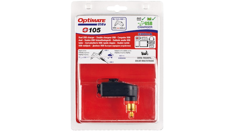 Tecmate Optimate USB-Adapter Ladegerät DIN Winkelstecker 2x USB Eingang 3300mA