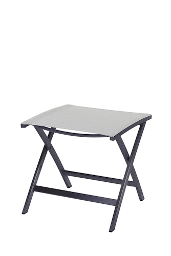 Diamond Garden Fußhocker VALENCIA, Edelstahl Dunkelgrau / Kunststoffgewebe Silber/Weiß