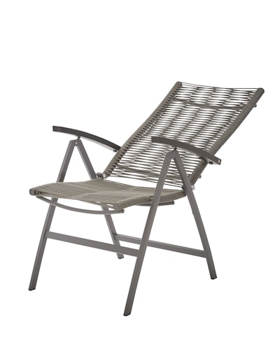 Diamond Garden Hochlehner VALENCIA, Edelstahl Dunkelgrau / Rope Grau / Alu-Armlehnen