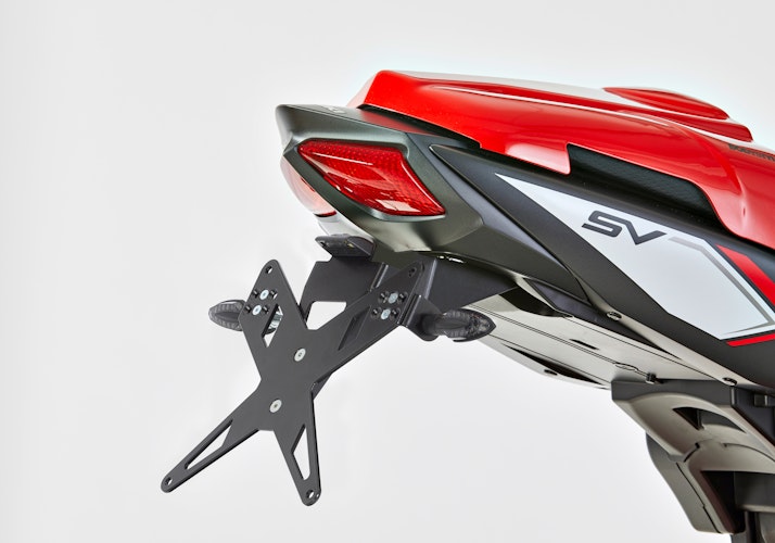 PROTECH X-SHAPE Kennzeichenhalter SET mit Reflektor und Beleuchtung Alu & Stahl Schwarz für SUZUKI SV 650, SV 650 X