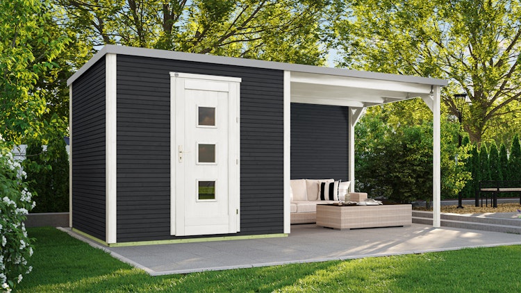 Weka Designhaus 413 B 45 mm inkl. 300 cm Anbau