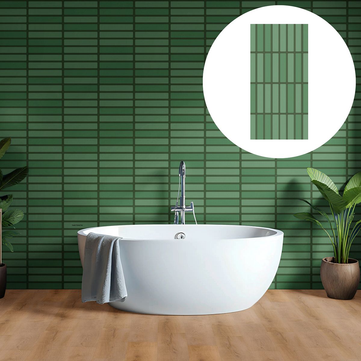 Revét Vinyl Wandfliese Butcherblock Grün Hochglanz 120 x 60 cm