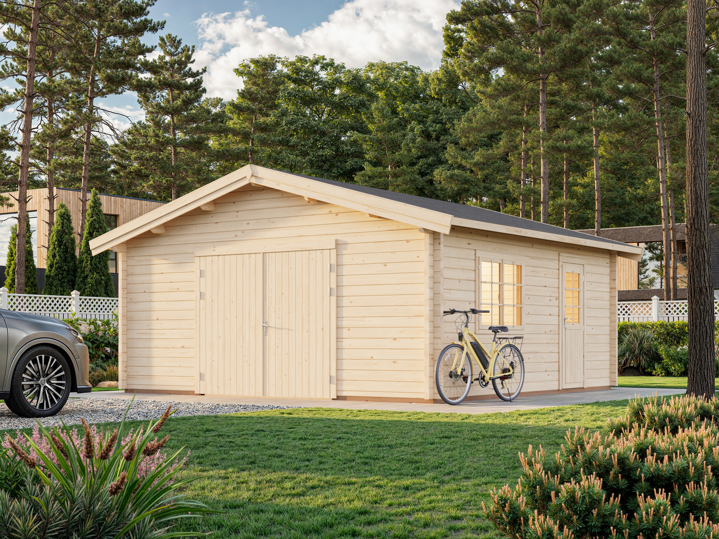 Palmako Garage Roger 27,7 m² - 70 mm - mit Holztor