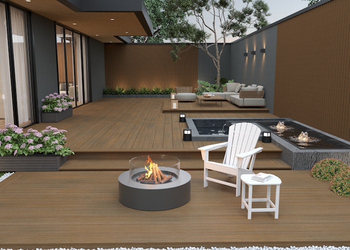 NewTechWood Gigangte Vintage WPC-Terrassendiele Hohlkammer Teak  23 x 210 mm