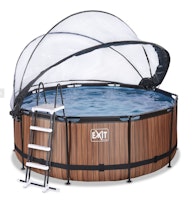 Exit runder Rahmenpool mit Sandfilteranlage, Wärmepumpe und Sonnendach (Höhe 122 cm) Ø 360 cm (Höhe 122 cm) Größe 1 braun