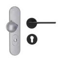 Vorschaubild Griffwerk TITANO Kombi SB_882 ES1 (S2) -Edelstahl matt Kombi-Schutzbeschlag -Knopf/Drücker -mit Griff DESM LEAF LIGHT -GSC -rund -R -ZA, 72mm -TS 38-50