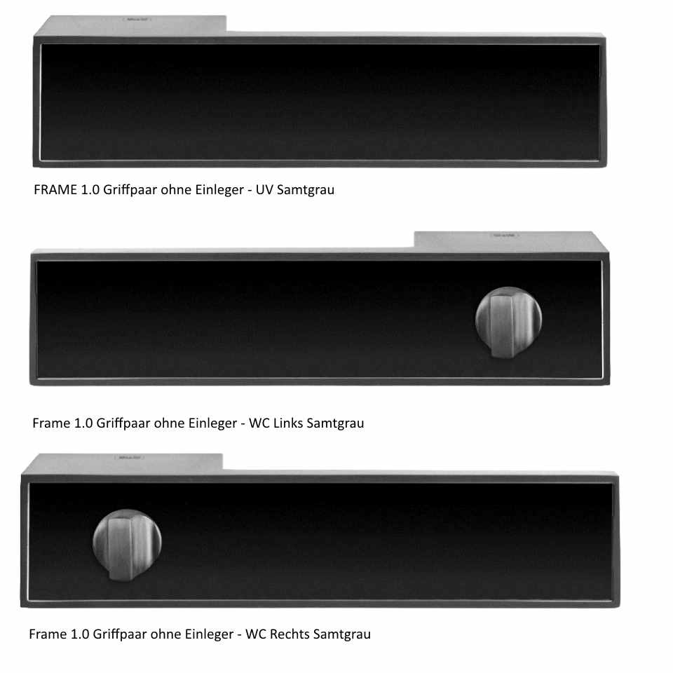 GRIFFWERK Griffpaar FRAME 1.0 ohne Einleger - Design Manufaktur WC li Graphitschwarz TS 48-54mm