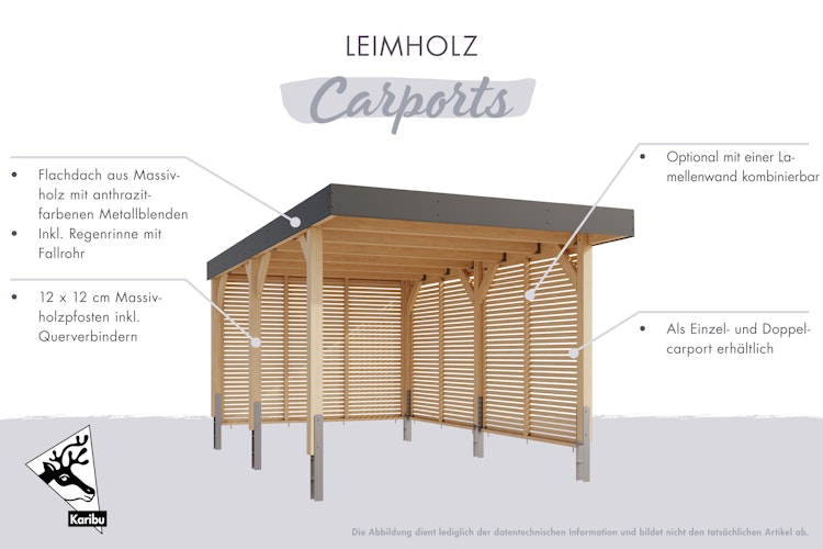 Karibu Carport Einzelcarport Leimholz 1/2